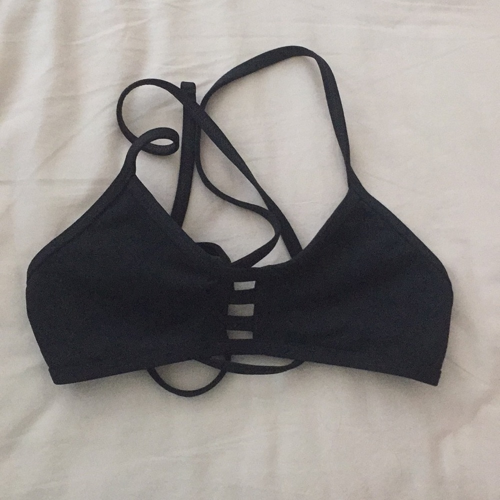 black jolyn strappy tie back bikini top